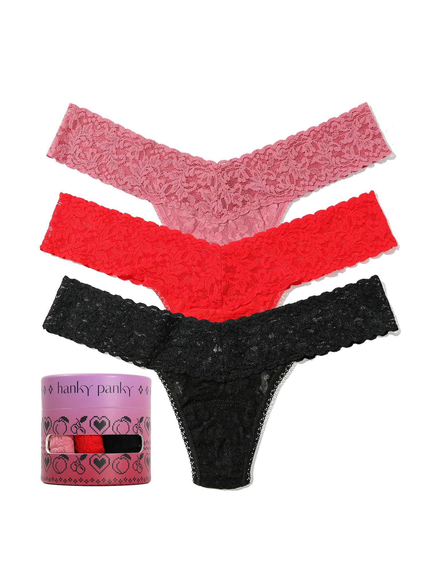 3 Pack Lace Thong - pink quartz/cherrywood/black Wildflower Intimates 3 Pack Lace Thong - pink quartz/cherrywood/black Wildflower Intimates