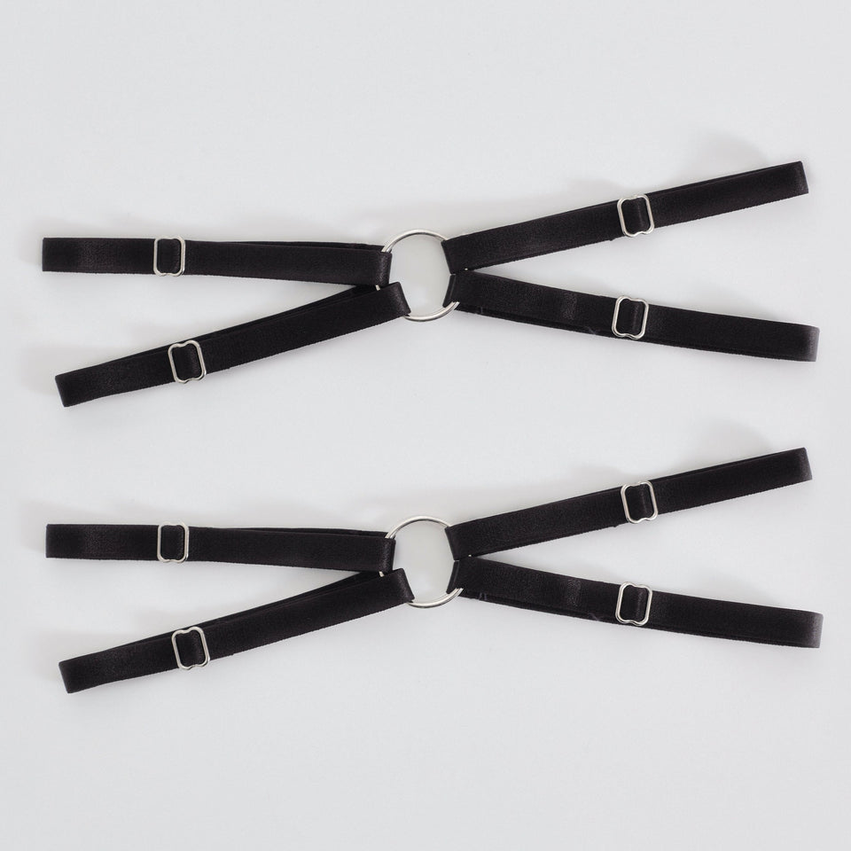 Strapped In Thigh Garters - Black Wildflower Intimates Strapped In Thigh Garters - Black Wildflower Intimates