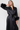 Satin and Marabou Long Robe - Black